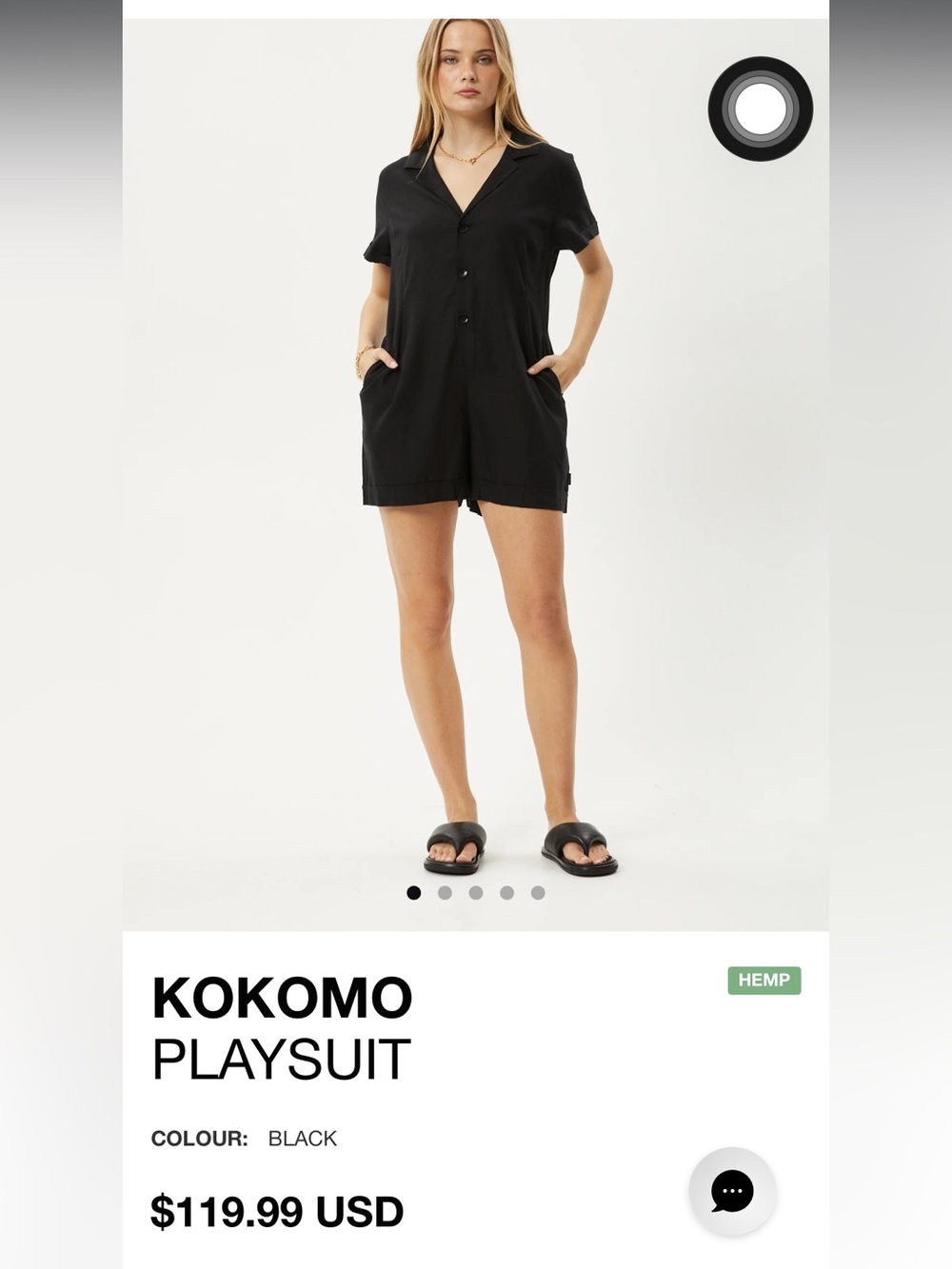 Afends Black Short-Sleeve Playsuit Romper